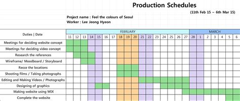 production schedule calendar